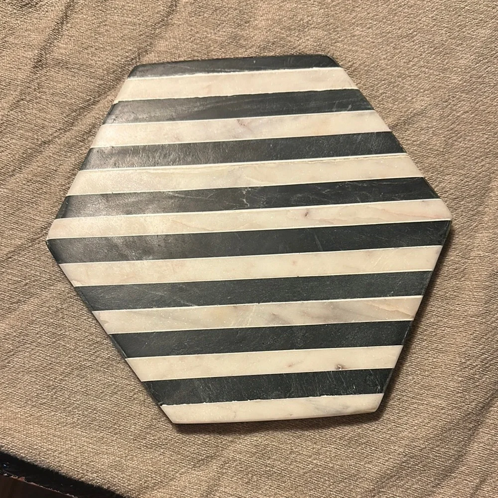 Striped Hexagonal Marble Coaster